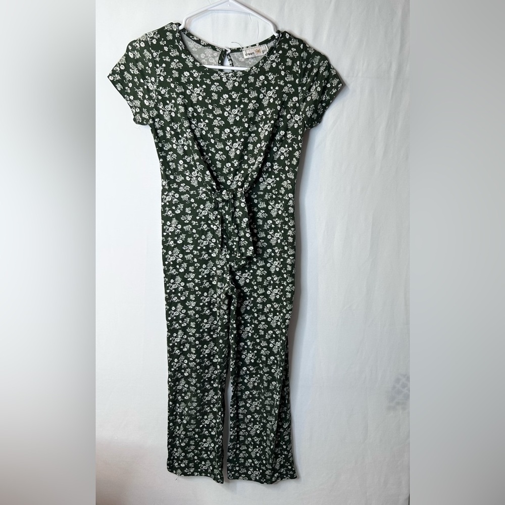 Dreamgirl Dark Green Floral Jumpsuit Kids Girl’s Size 10